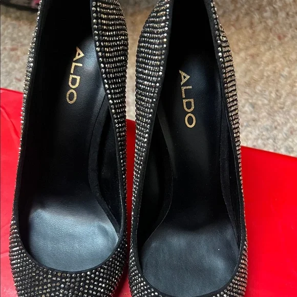 ALDO Rhinestone Black Heels - Picture 8 of 8